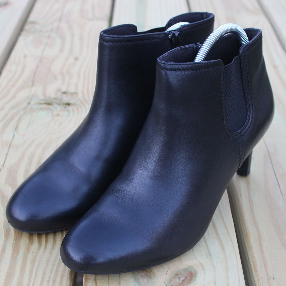 Clarks Ladies Dancer Sky Ankle Black Leather Boots Sz 11